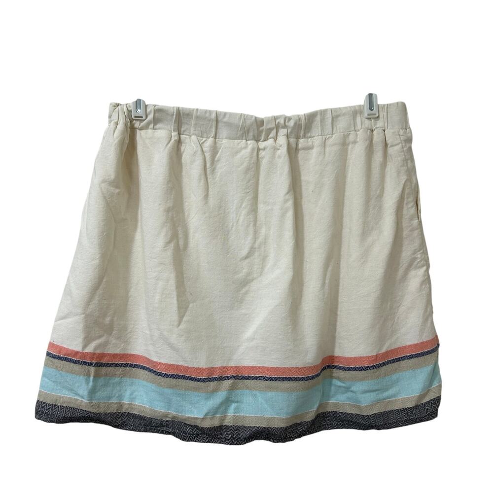 Old Navy Womens Sz Medium Cotton White Pastel Striped Circle Mini Skirt Summer